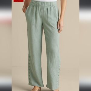 Soft Surroundings Green Milieu Wide-Leg Pants w/Elastic Waist- 2XL NEW With Tags